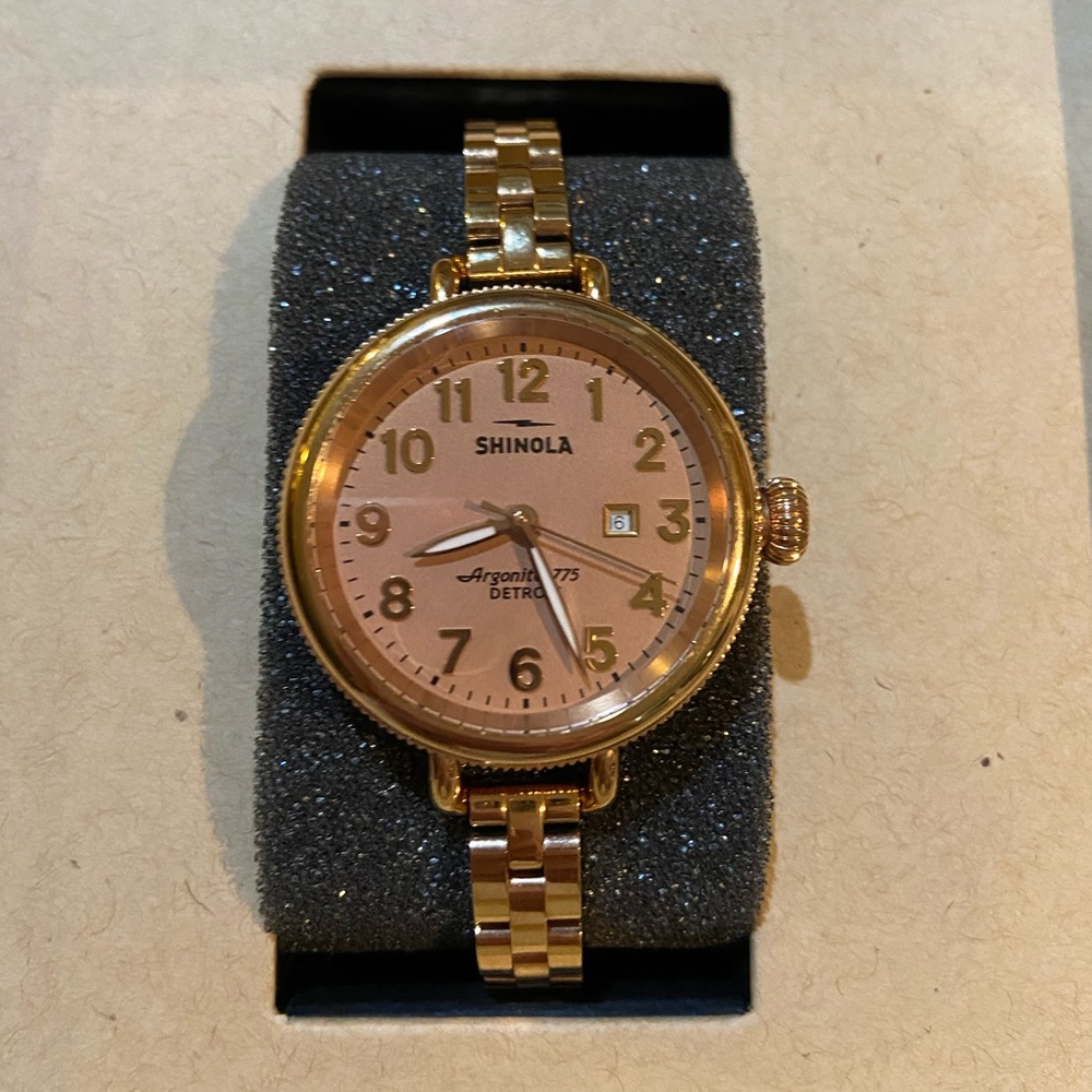 Shinola Birdy 34mm Watch in Rose Gold
